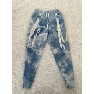 Club Exx Sky Digital Blaze Cargo Joggers blue‎ tie dye reflective barcode Size M